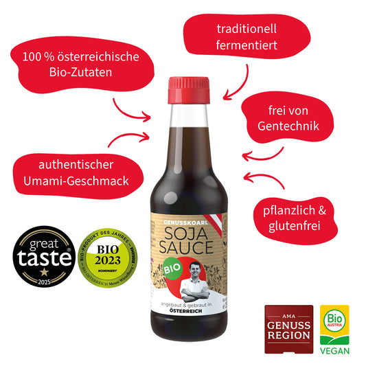 Genusskoarl Bio-Sojasauce – traditionell fermentiert, pflanzlich und glutenfrei