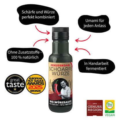 Schoarfe Würze – 100 % natürlich, ohne Zusatzstoffe, handgemacht fermentiert, voll Schärfe & Umami
